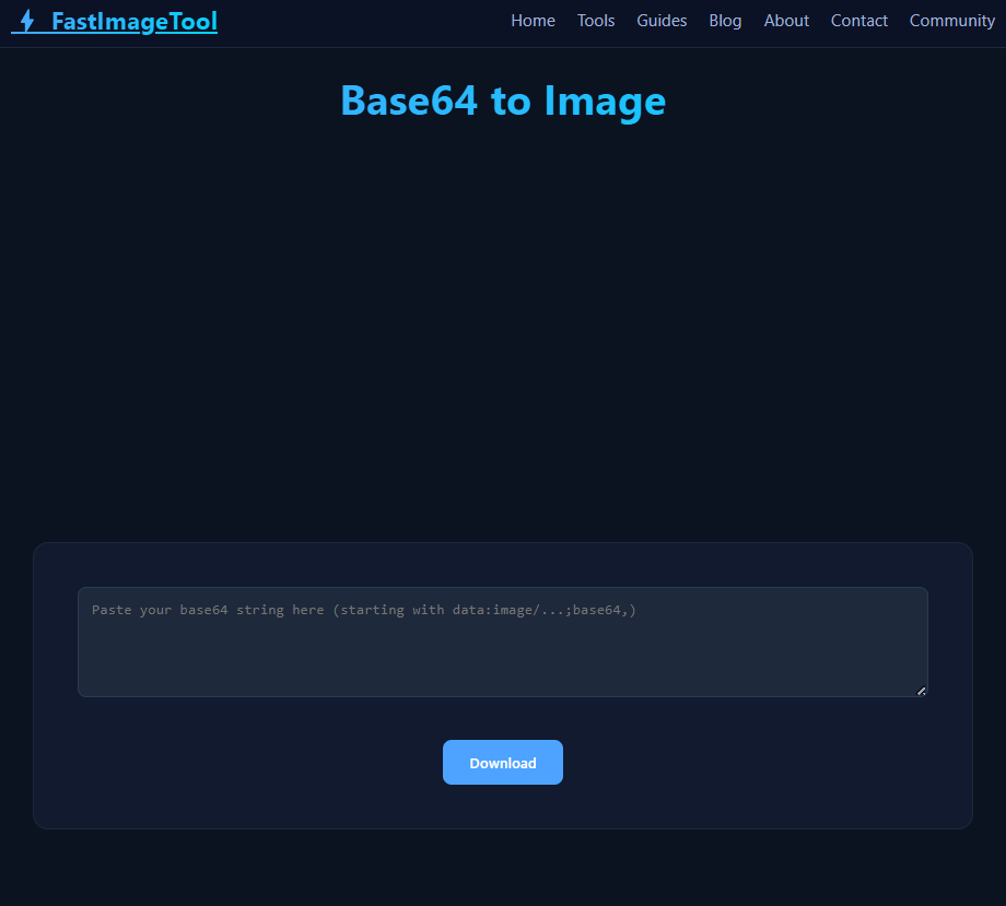 Screenshot of Base64 to Image tool in action