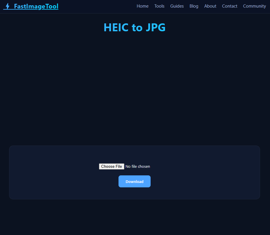 Screenshot of HEIC to JPG tool in action