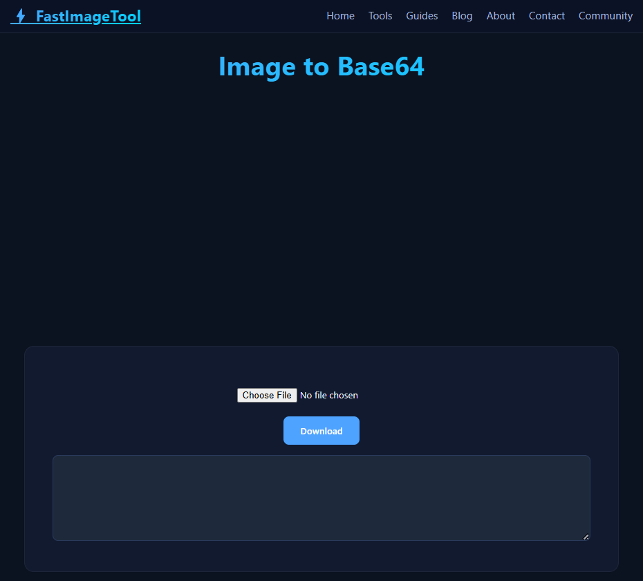 Screenshot of Image to Base64 tool in action