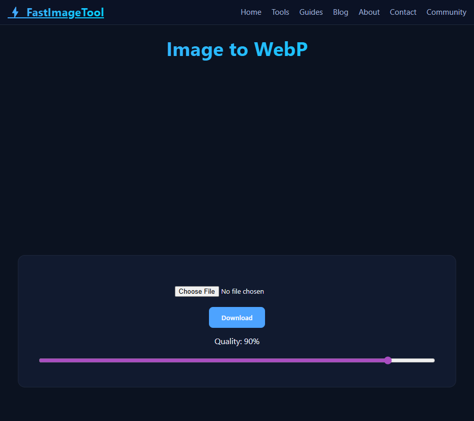 Screenshot of Image to WebP tool in action