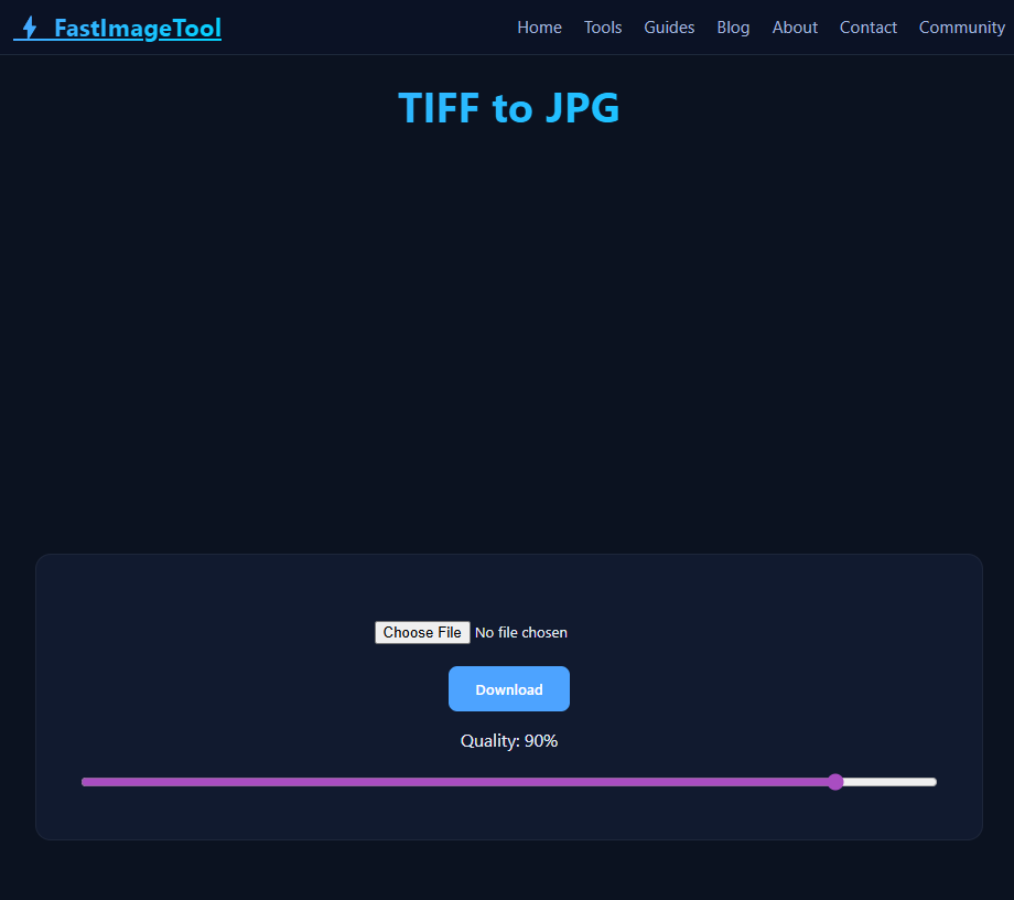 Screenshot of TIFF to JPG tool in action
